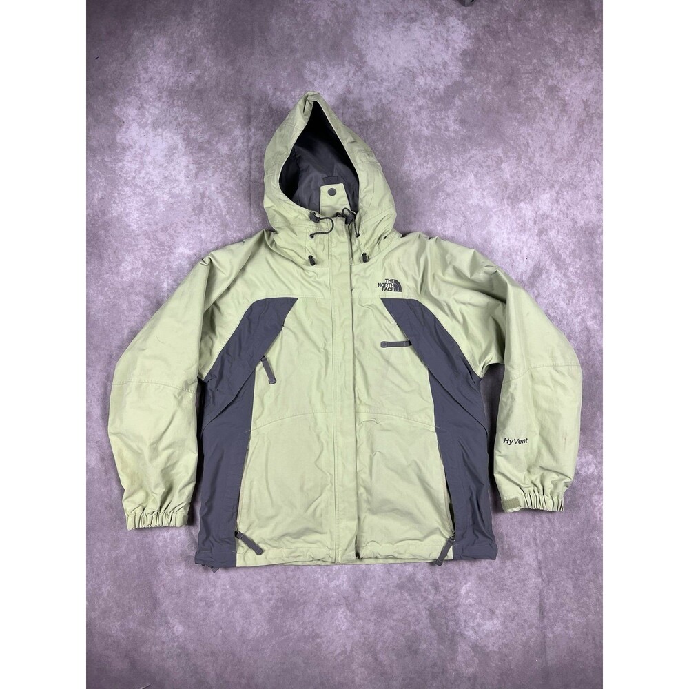 THE NORTH FACE Mint Green Nylon HYVENT RAIN JACKET Windbreaker Hike Coat Women L